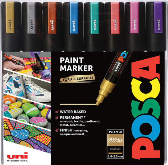 Uni Posca Maletusj Metallic Farger sett med 8