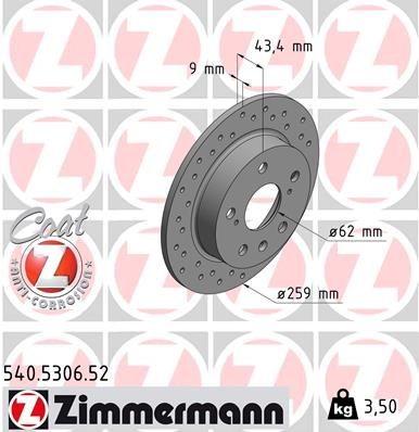 Bremseskive ZIMMERMANN 540.5306.52