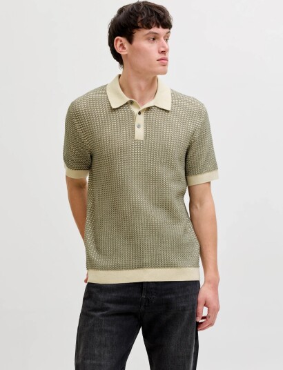 Jack & Jones Jprblukingsley Knit Polo Ss Ln Khaki green XS