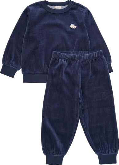 Blå   2 delt Sett i Velour Indigo Blue   92