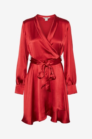 Vero Moda Kjole vmBea LS Shawl Neck Short Dress Rød