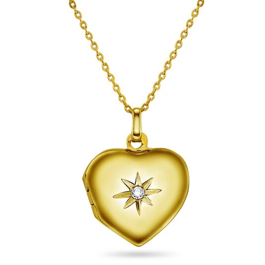 Pan Jewelry Medaljong i 925 forgylt sølv med zirkonia Pan Jewelry Medaljong i 925 forgylt sølv med zirkonia