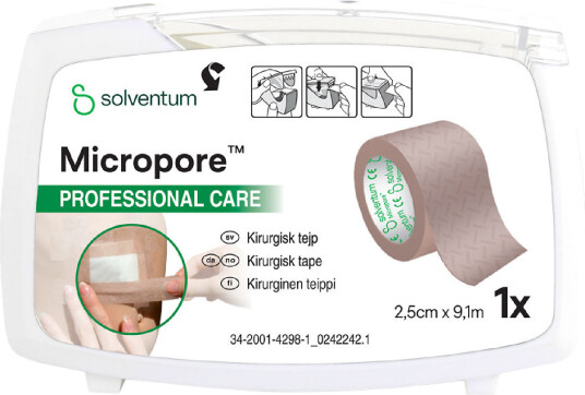 Micropore tape m/dispenser 2,5 cm x 9,1 m brun 1 stk Micropore tape m/dispenser 2,5 cm x 9,1 m brun 1 stk