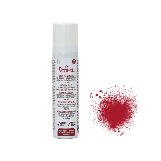 Decora Metallic Spiselig Fargespray Mørk Rød 75ml 