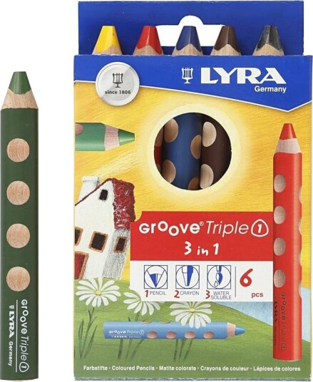 Lyra Groove Store Fargeblyanter Sett med 6 stk