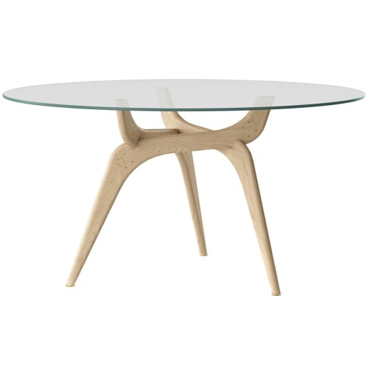 Brdr. Krüger Triiio Spisebord Ø135 cm Ubehandlet Eik / Klart Glass