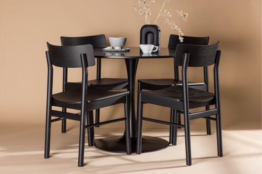 Venture Home Glade Spisegruppe + 4 stoler Rektangulær Svart
