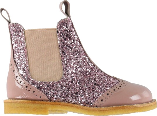 Angulus Faded Rose/Blossom Glitter/Rose Chelsea Glitter Boot med Brogues Detalj 28
