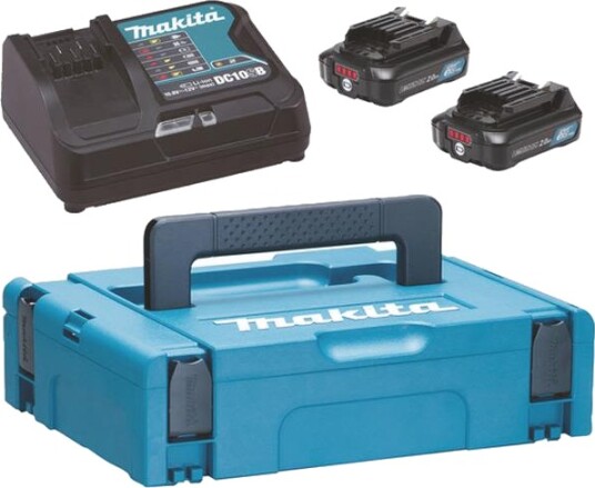 Makita 12V CXT Batteripakke 2x2,0 Ah med Hurtiglader og Makpac Koffert
