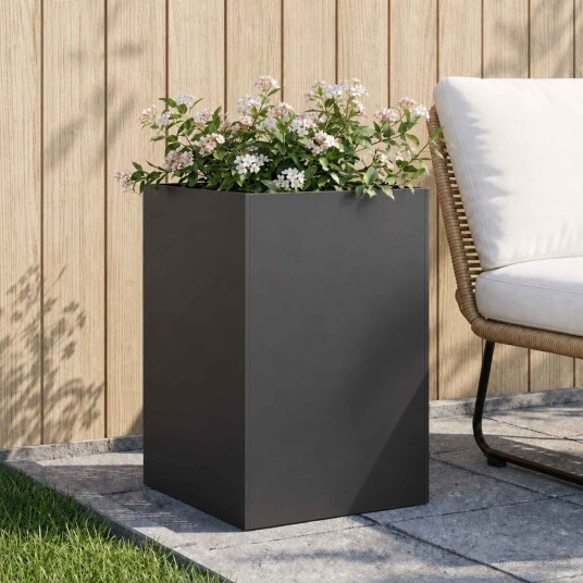 vidaXL Hageblomsterpotte Svart 50 x 50 x 75 cm Kaldvalsestål