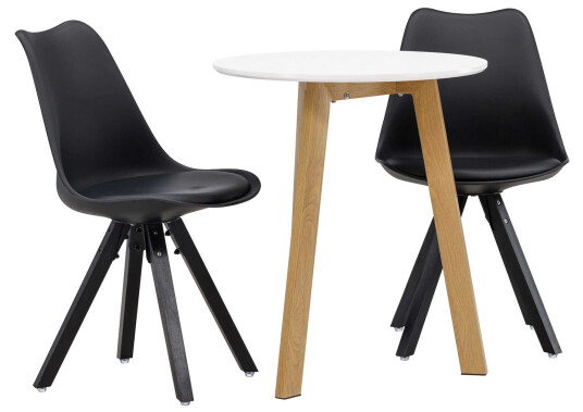 Venture Design Leonora & Zeno spisegruppe Svart/hvit 2 stoler & bord 65 cm