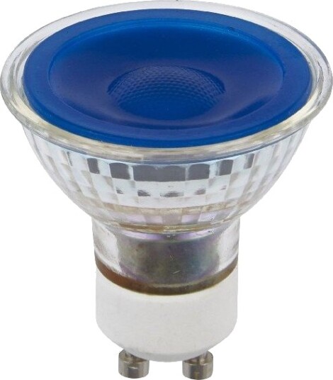 Spl GU10 5W dimbar LED pære Blå 38° glass 25lm Dimbar : Dimbar Spl GU10 5W dimbar LED pære Blå 38° glass 25lm Dimbar : Dimbar