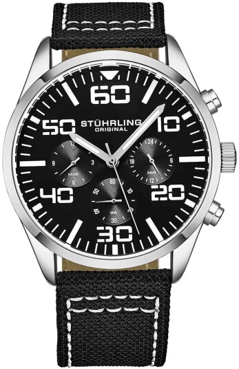 Stührling Original Herreklokke 4001.2 Aviator Sort/Lær Ø42 mm Stührling Original Herreklokke 4001.2 Aviator Sort/Lær Ø42 mm