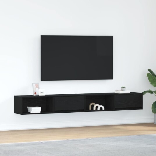 TV benker 2 stk svart eik 100x31x25,5 cm konstruert tre TV benker 2 stk svart eik 100x31x25,5 cm konstruert tre