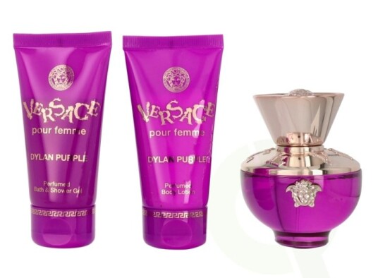 Versace Dylan Purple Pour Femme gaveeske med Eau de Parfum 50 ml, Dusk Gel 50 ml og Body Lotion 50 ml Versace Dylan Purple Pour Femme gaveeske med Eau de Parfum 50 ml, Dusk Gel 50 ml og Body Lotion 50 ml