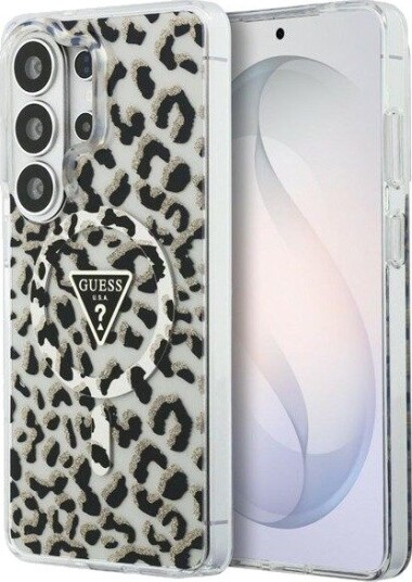 GUESS IML Leopard Print Triangle MagSafe Case for Samsung Galaxy S26 Ultra - Black