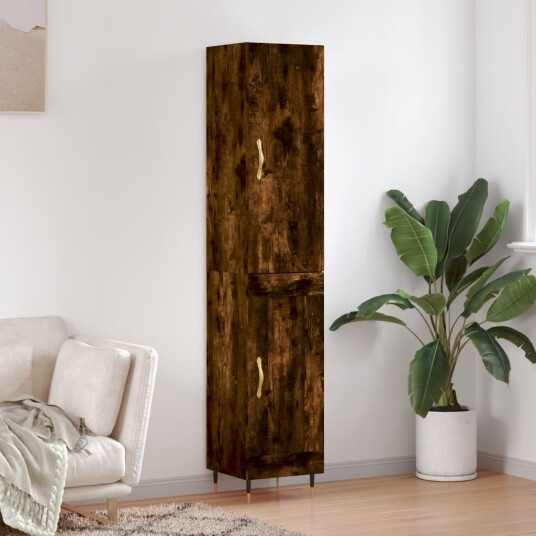 vidaXL Highboard røkt eik 34,5x34x180 cm konstruert tre 8720845485160