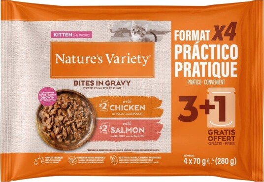 Nature’S Variety Våtfôr Nature'S Variety Kitten Bites I Saus Med & Laks Kylling 44 X 70 G