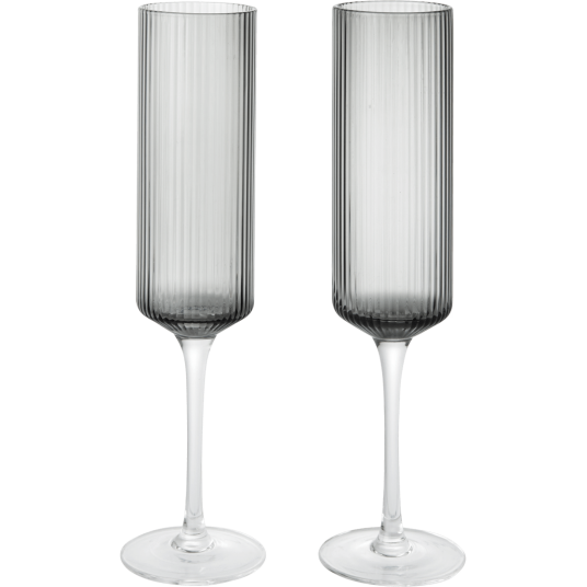 Ferm Living Ripple Champagneglass 2 pk Smoked Grey Ferm Living Ripple Champagneglass 2 pk Smoked Grey