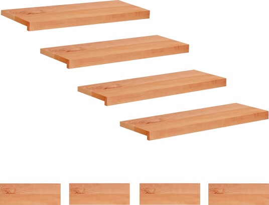 vidaXL Trappetrinn 8 stk. 80 x 25 x 2 cm Lakk Massiv bøketre