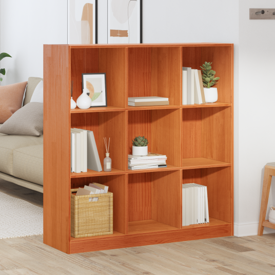 Bokhylle / romdeler Voksbrun 104 x 33 x 110 cm Heltre furu