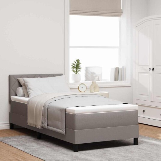Box Spring Seng med Madrass Taupe 90x200 cm Stoff
