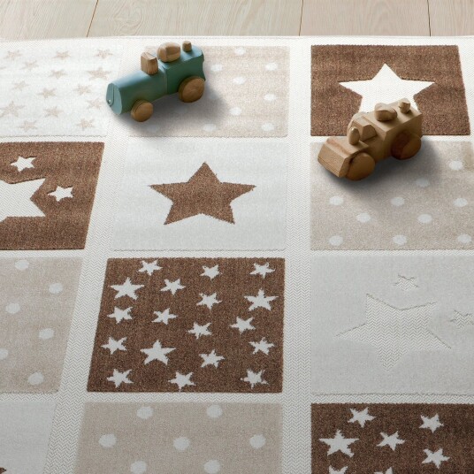 Barneteppe Star Grid krem/brun Størrelse: 130 x 190 cm Barneteppe Star Grid krem/brun Størrelse: 130 x 190 cm