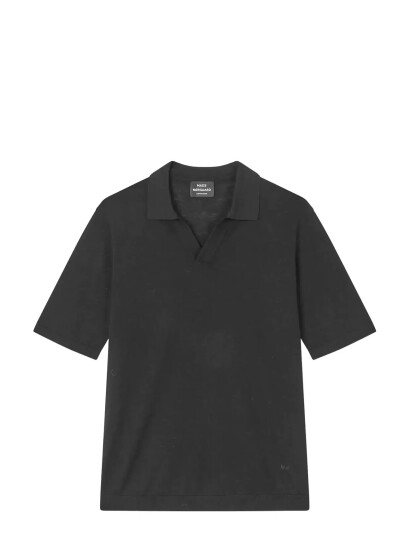Mads Nørgaard Cotton Lino Theo Polo Knit   Black   L