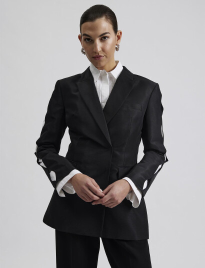 Malina Ina Cut Out Sleeve Tailored Blazer   Black   M x 75.5