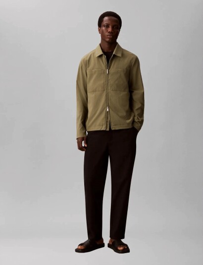 Calvin Klein Ls Seersucker Blouson Jacket   Khaki green   L