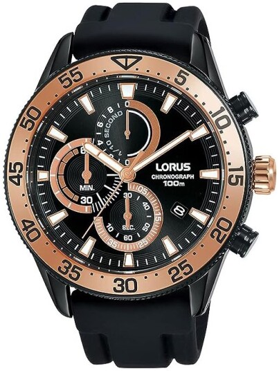 Lorus Herreklokke RM339FX9 Sports Sort/Gummi Ø45 mm Lorus Herreklokke RM339FX9 Sports Sort/Gummi Ø45 mm