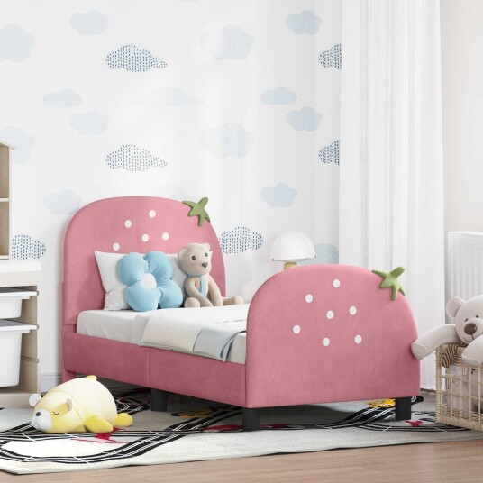 Køyeseng ramme med hodegavl Rosa 70 x 140 cm Fløyel