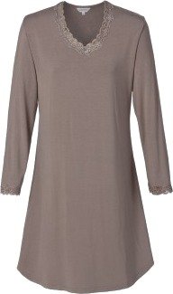 Lady Avenue Bamboo Nightdress With Long Sleeve Beige Bambus Large Dame