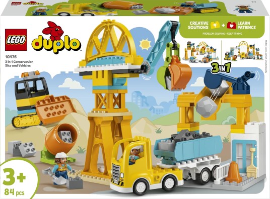 Lego 3 I 1 Byggeplass Med Anleggsmaskiner