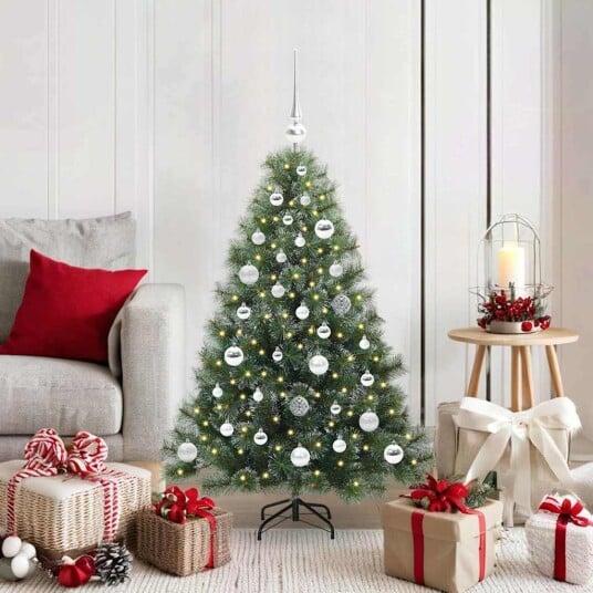 Kunstig juletre med 150 LED med stativ grønn 120 cm PE og PVC