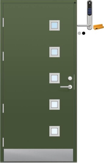 Ytterdør Bygg1 Fjell 04 Klarglass med Yale Doorman Classic Home