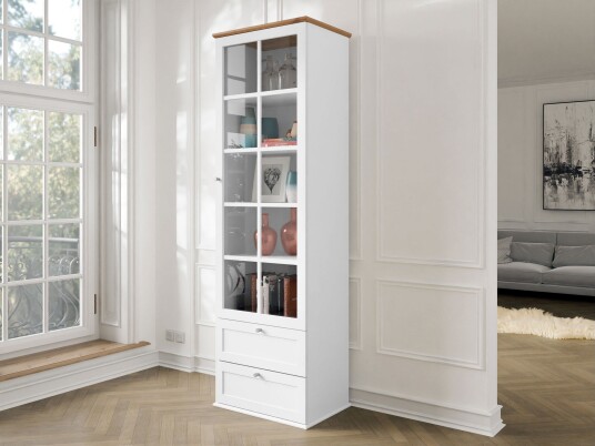 Hammerdal Vitrineskap 62 cm Hvit/Eik