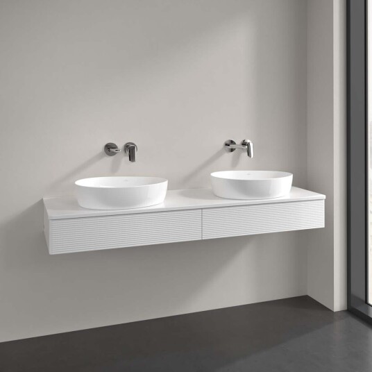 Villeroy & Boch Antao Servantskap med 2 skuffer 160x50x19 cm m/lys Hvit Høyglans Villeroy & Boch Antao Servantskap med 2 skuffer 160x50x19 cm m/lys Hvit Høyglans