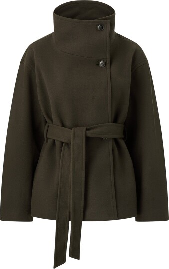 Gina Tricot Jakke High Neck Wool Blend Jacket Grønn