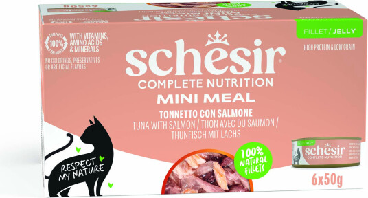 Schesir Våtfôr Complete Nutrition Filet I Gelé Tunfisk Med Laks 24 X 50 G