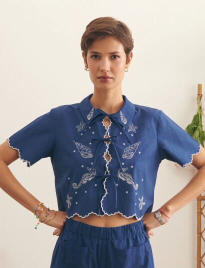 Maison Labiche Breche Seashells   Navy   L