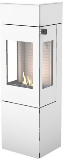 Nexo 140 hvit frittstående biopeis med sideglass og ståldør
