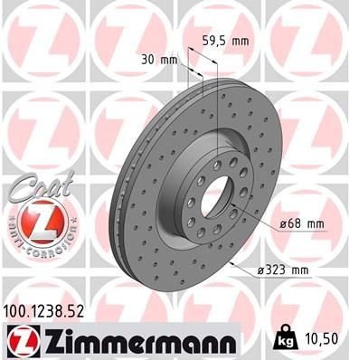 Bremseskive ZIMMERMANN 100.1238.52 Bremseskive ZIMMERMANN 100.1238.52