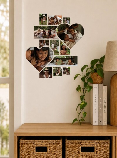 Veggklistremerke   Fotocollage Hjerte sett med 13