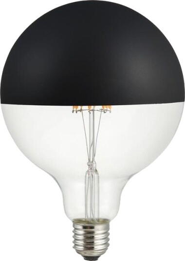 Spl E27 6,5W dimbar LED kronepære   G125 topforspeilet sort 2500K   Dimbar : Dimbar Kulør : Ekstra varm