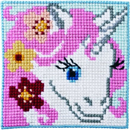 Permin Broderisett for barn Straw Straw Unicorn 25x25cm