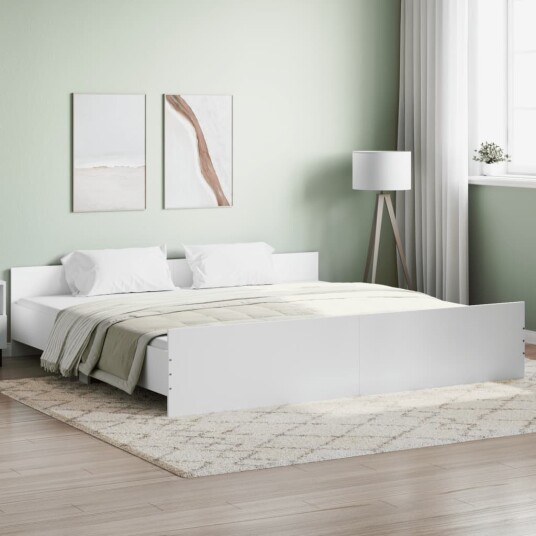 vidaXL Sengeramme med hode- og fotgavl hvit 200x200 cm 8721012156890