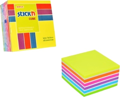 Selvklebende Notatlapper Kub Mix 7 Farger Neon Og Pastell