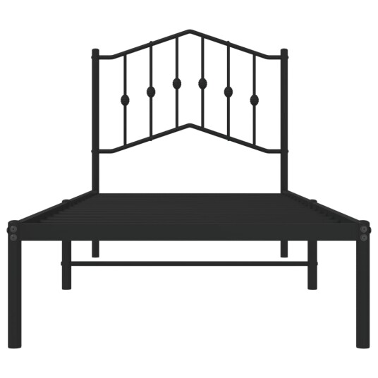 vidaXL Sengeramme i metall med hodegavl svart 90x190 cm 8721012210905