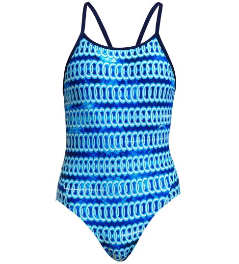 Funkita Badedrakt UV50+ Diamantrygg Jet Fremdrift 16 18 år 176 188 Badetøy Blå
